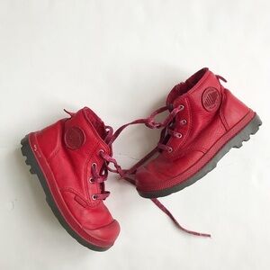 Palladium red leather boots VGUC - visible wear size 9 toddler